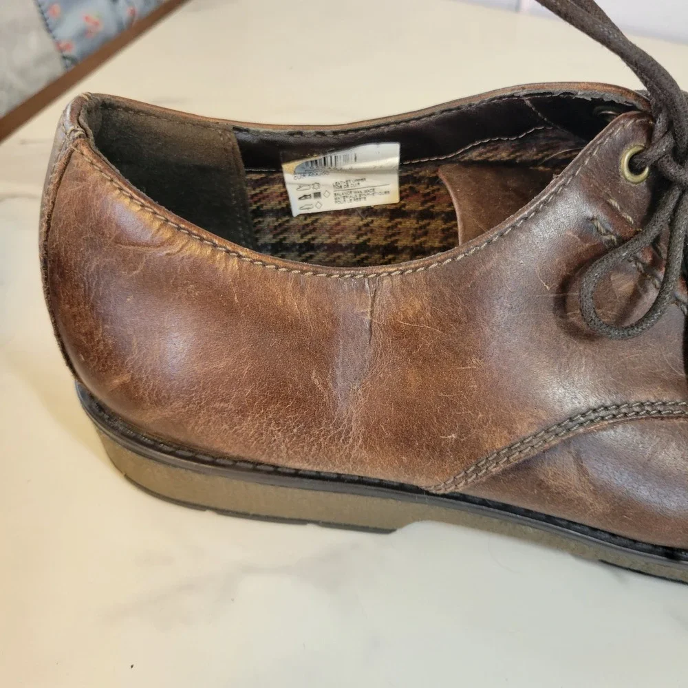 Clarks Derby Shoes Mens Size 12 Hinman Mahogany Leather Lace Up Distressed